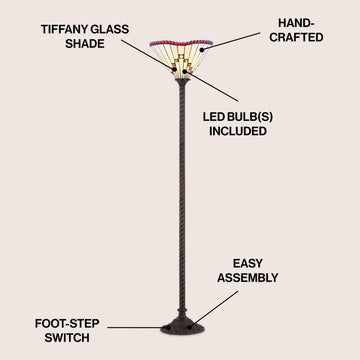 Smith Tiffany Style 70.5" Torchiere LED Floor Lamp - JONATHAN Y